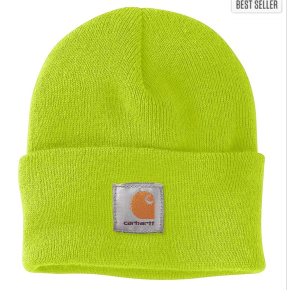 Carhartt KNIT CUFFED BEANIE Unisex Winter Bright Green Lime O/S - Picture 1 of 4